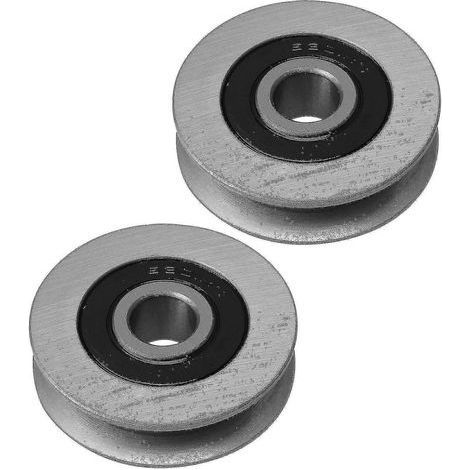Pulley with 2 U-groove pulleys, 50 mm diameter, bearing pulleys, 512 kg load capacity (1/3)