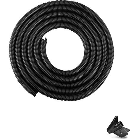 Gaine Annelée Fendue 19mm x 6m Flexible Protection Câbles Électriques Souterrains Voiture Jardin Noir (1/5)