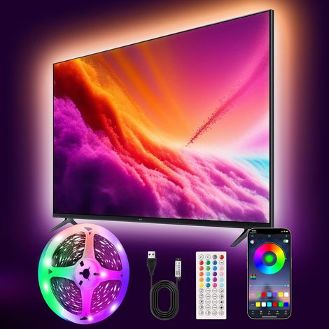 LED Strip, 30 LEDs/Metre, Multi-Color TV Backlight with Remote Control and APP, Music Sync, for 45"-65" HDTV, PC (1/5)