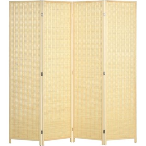 4 Panel Folding Room Divider, Natural Privacy Screen for Living Room, Bedroom, and Office, Freestanding Partition, 180 x 180cm.