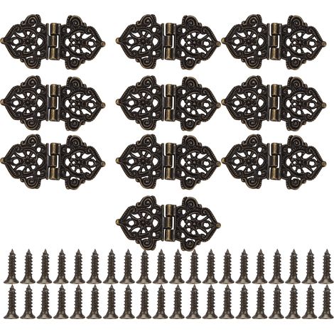 Antique Decorative Hinges Green Bronze Printing Zinc Alloy Furniture Wooden Box Gift Box DIY Hinges (1/5)