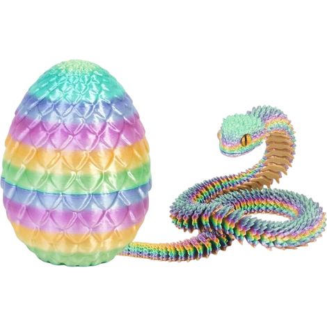 Serpent 3D - 30 cm - Articulé avec Œuf 8,5 cm - Décoration Décompressive pour Bureau et Intérieur - 1 Pièce (1/5)