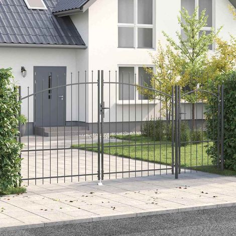 Cancello da giardino Woerden Grigio 175 x 400 cm Acciaio vidaXL