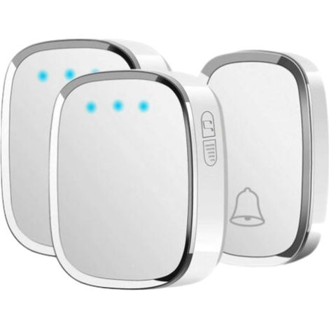 Sonnette sans fil bruyante, transmission longue distance de 300 mètres, 36 sonneries en option, 4 niveaux de réglage du volume, peut être connectée à 2 récepteurs, 1 bouton peut être actionné( batteri