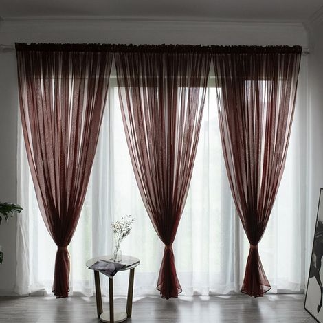 Rideau - Voile - Polyester - Filtre La Lumiere - Pour Fenetre Porte Ou Decoration Interieure - 200 x 100 Cm - 1 Piece (1/3)