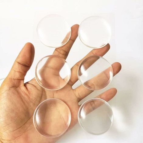 12x amortisseur de butée silicone transparent rond diamètre 50mm autocollant à coller meuble porte placard cuisine salle de bain (1/2)