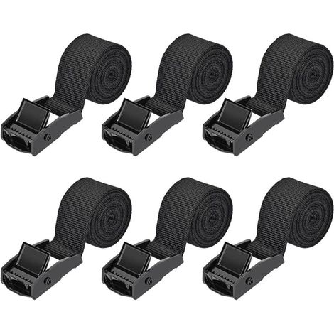 6 Pièces Sangle D'arrimage, 1M Polyester Noir, Boucle À Cliquet, Charge 250 Kg, Pour Moto Voiture Bagage