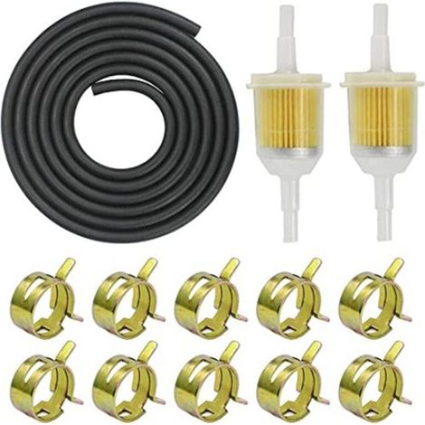 Durite De Filtre À Essence 2 Mètres De Durite De Carburant 2 Pièces De Filtre À Carburant 10 Pièces De Colliers De Serrage En Acier Inoxydable Pour Tracteur De Pelouse De Scooter De Moto (1/5)
