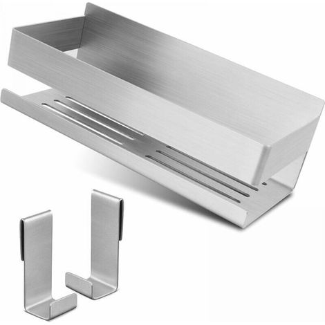 Shower Shelf No Drilling Self-Adhesive Shower Basket Bathroom Shelf SUS304 Stainless Steel - with 2 Hooks (1/3)