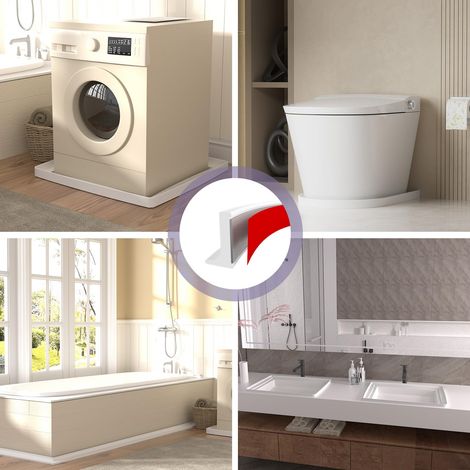 Barriere de Douche 2 M Barre de Seuil Douche Seuil de Douche Barrage D'eau Autocollante Seuil de Douche Anti Débordement Pliable Joint Porte Douche pour Cuisine Toilettes Cabine de Douche (Blanc)