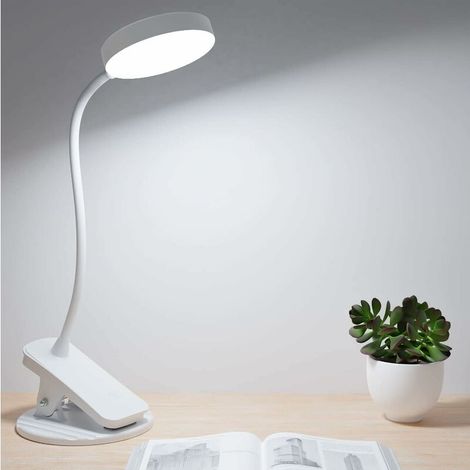 VURAHOME - Lampe Bureau A Pince, 32Led 3Couleurs Gradation En Continu Lampe Pince Pour Lit, 360° Flexible Liseuse Lampe De Lecture Livre, Avec Support Téléphone Portable, Recharger Usb Lampe Clipsable (1/5)