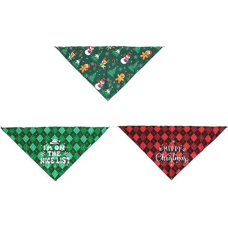 3-teiliges Set Weihnachts-Halstücher und -Bandanas für Haustiere mit Weihnachtsmotiven, passend für Dreieckstücher