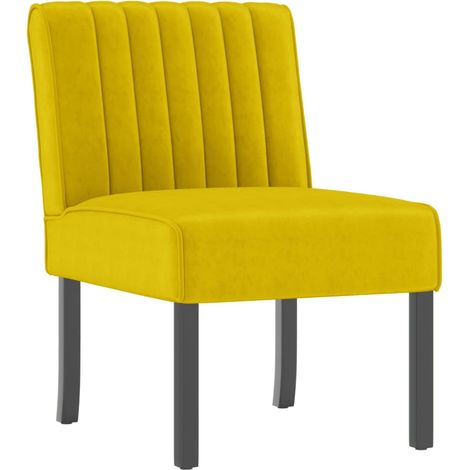 Fauteuil sans accoudoirs dossier bas en velours jaune DEC026276