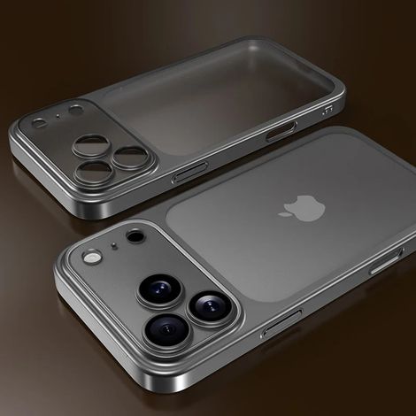 (iPhone 17 Pro Max, Gris) Coque de téléphone semi-transparente ultra-mince avec protection du cadre.
