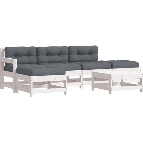 Maison Exclusive - Set Divani da Giardino 6pz con Cuscini in Legno Massello Bianco