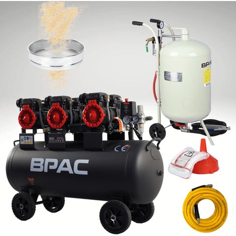 SABLEUSE MOBILE 75L +COMPRESSEUR 100 L SILENCIEUX + Tuyau + tamis 600 (1/5)