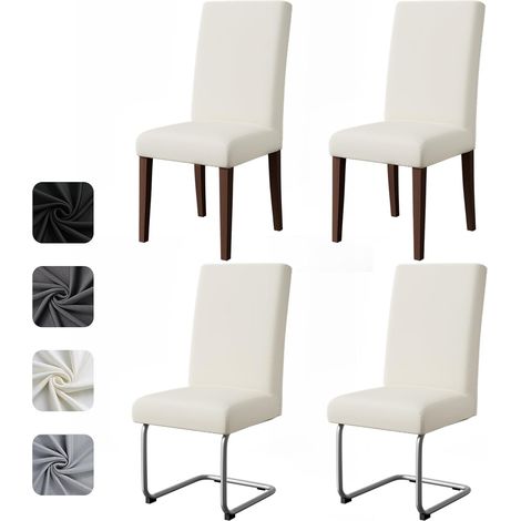 Housse de Chaise Lot de 4 Extensible Housse Chaise Salle à Manger pour Hôtel Banquet Restaurant Decoration,Pavec Bande Élastique pour Un Ajustement Amovible Recouvre Chaises Beige (1/5)