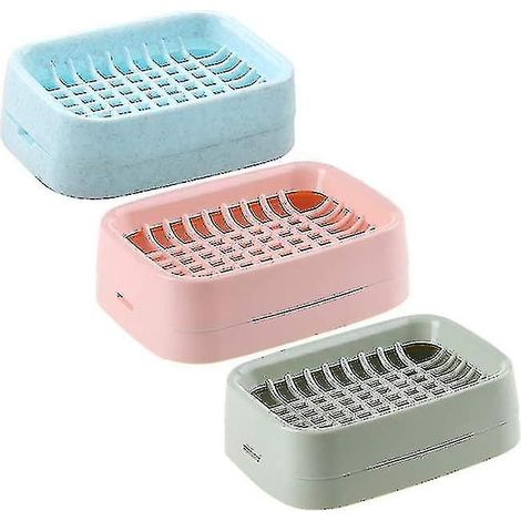 Porte-savons avec tuyau d'évacuation, utilisables dans la salle de bain, la douche ou sur le plan de travail de la cuisine. Garde le savon sec et propre. (1/4)