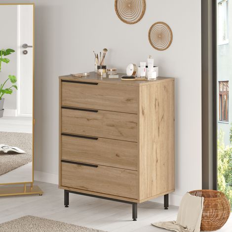Kommode Vesanto 95x75x45 cm 4 Schubladen Eiche [en.casa]
