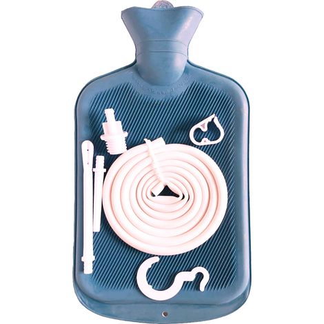 Kit de Nettoyage du Côlon avec Sac à Lavement 2L, Long Tube et Valve de Contrôle du Débit, Outil de Détox Bleu pour Irrigation Intestinale