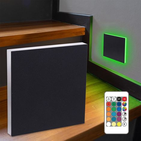 LED Treppenleuchte eckig schwarz - Lichtfarbe: Warmweiß bis Kaltweiß + RGB-Farben - Lichtaustritt: Linea (1/5)