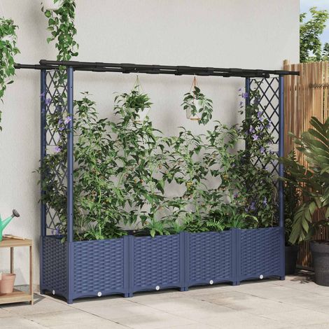 Teenpull – Hochbeet mit Rankgitter und Dach Grau 203 x 40 x 136 cm PP (1/5)