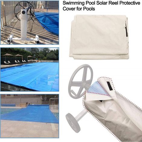 Enrouleur de Couverture Solaire Housse Protection - Anti-Vent/Pluie/Poussière/UV Couverture-écran Tissu Oxford 210D Bache Piscine pour Protéger la White 490x96cm