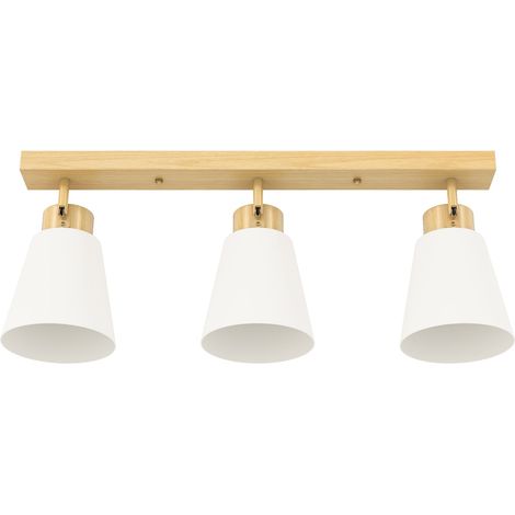 Lámpara de techo LED, 40 W, cabezales ajustables, casquillos E27, acabado madera (1/5)