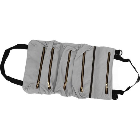 Faltbare Werkzeugtasche aus Segeltuch für die Autolehne, grau, für Zangen und Elektrikerwerkzeug.