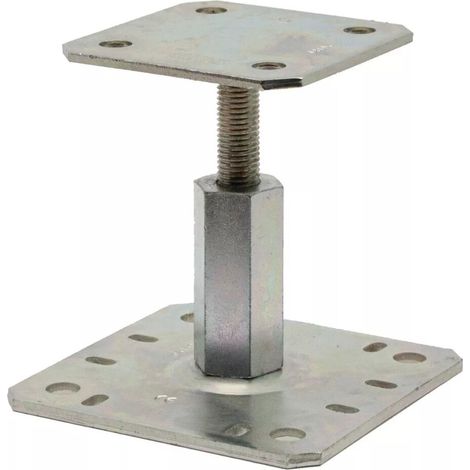 Simpson Strong Tie – Pied de poteau réglable 100 à 150 mm – Dimensions 130 x 130 mm – Finition galvanisée – Pose à visser pour bois dur