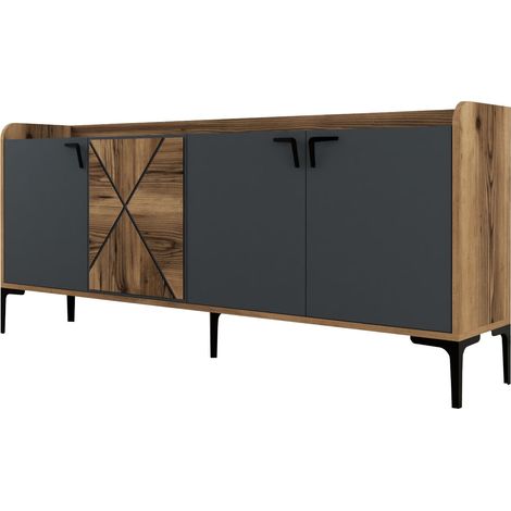 Holzanrichte "Venedik" - 180 x 35 x 78 cm - Anthrazitgrau