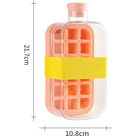 800ml Bac à Glaçons Bouteille, Bouteille de Glaçons Avec Paille, Bac à Glaçons 2 En 1 à Pression, Bac a Glacon en Silicone