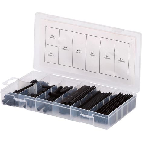Ks Tools – Assortiment de gaines thermorétractables 127 pcs – Dimensions 2,0x40 mm à 13x80 mm – Ratio de rétraction 2:1 – Coffret plastique - 0x40-13x80