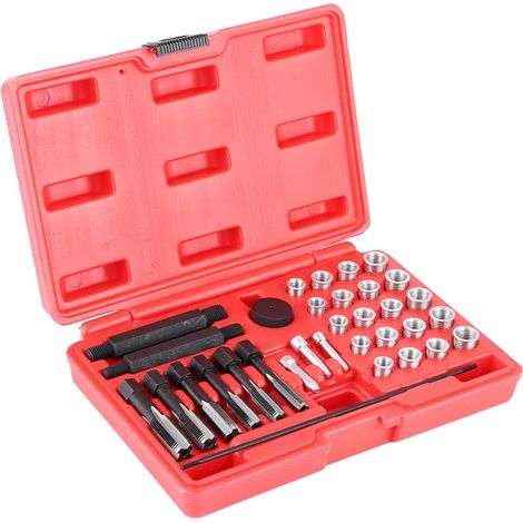 33pcs Thread Repair Kit, Incandescent Spark Plugs Sleeves for Automatic Motor Drill M8 M10 M12 M14 (1/5)