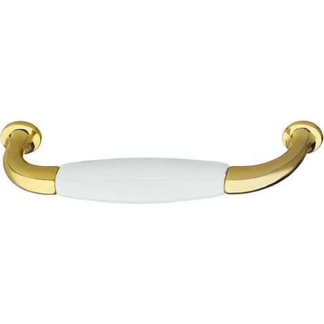 Poignée de meuble porcelaine céramique finition laiton poli entraxe 96 mm avec vis Tiroir Armoire Vintage Style Maison (1/3)