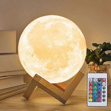 Lampe Lune 16 Couleurs - Décoration Intérieure, Veilleuse LED avec Luminosité Réglable, Cadeau Fête des Mères/Anniversaire (1/5)