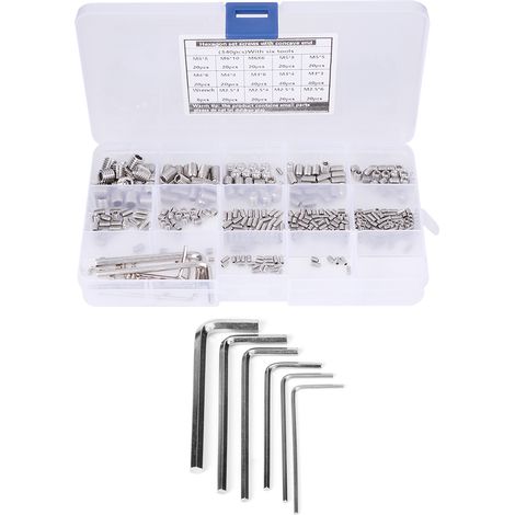 Kit 340 vis de pression inox 304 tête hexagonale creuse adaptateur mécanique clé 6 pièces quincaillerie (1/5)