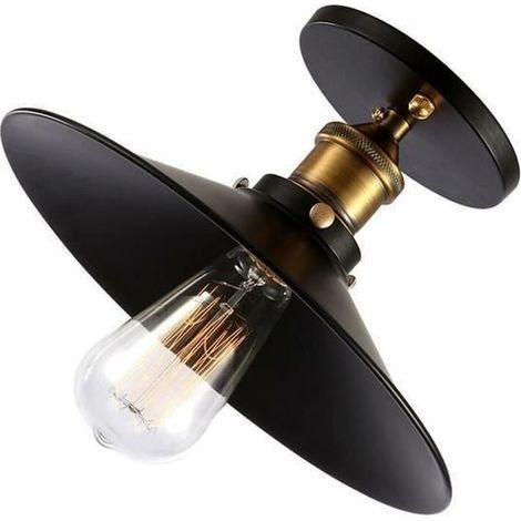 Plafonnier industriel rétro 22cm – Lampe de plafond E27 pour restaurant, café, bar – Peinture au four, bonne texture (1/4)