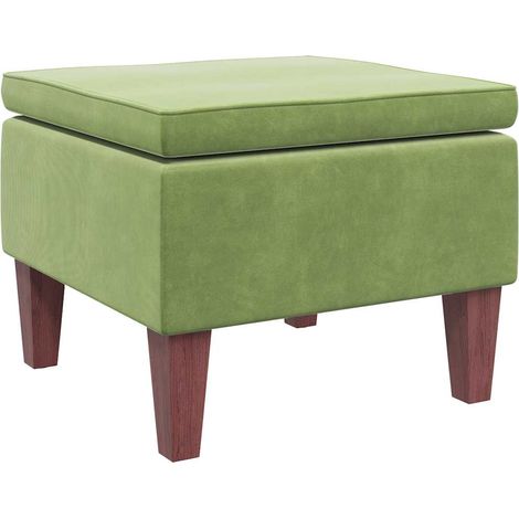 Tabouret avec pieds en bois Vert clair Velours (1/5)