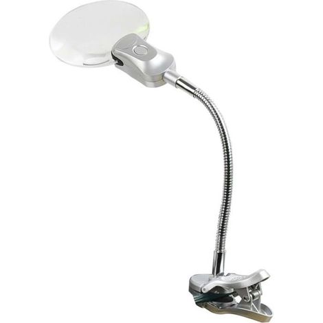 Lente d'ingrandimento con clip e luce LED flessibile, adatta per leggere, ricamare e per le persone anziane. (1/4)