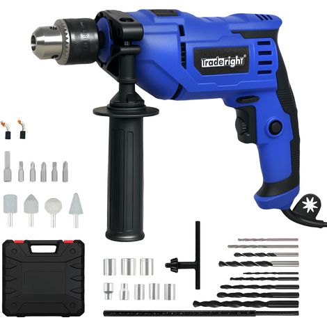 Traderight Electric Hammer Drill 13mm Chuck Powerful Variable Speed Corded DIY