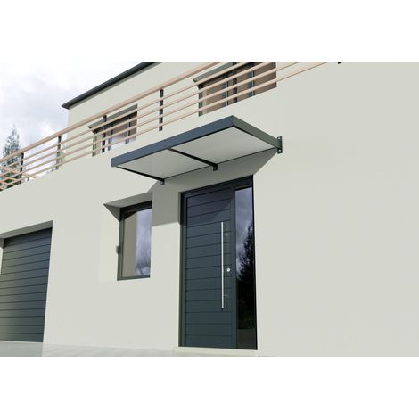 Auvent de Porte / Marquise Aluminium 196x90cm Anthracite Cleveland Made in France ORIAL (1/5)