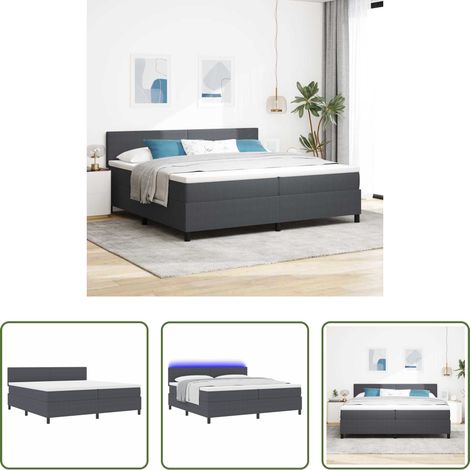vidaXL Boxspringbett - LED Boxspringbett Dunkelgrau und Weiß 200 x 200 cm Cordstoff (1/5)