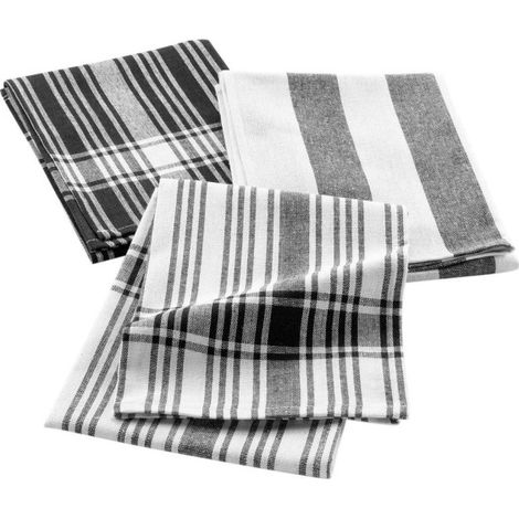 Lot de 3 Torchons "Bayado" 50x70cm Noir (1/4)