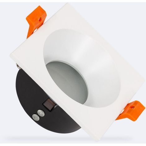 Aro Downlight Cuadrado IP65 para Bombilla LED GU10 Corte Ø75 mm Blanco