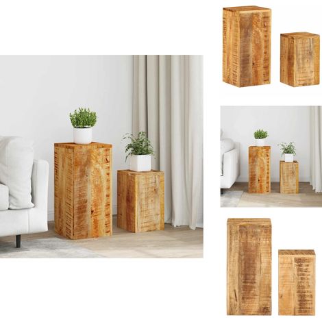 Supports pour plantes 2 pcs bois solide de manguier - Support Plante - Jardiniere - Table D'appoint - Meuble Rangement - Decoration Interieur (1/5)