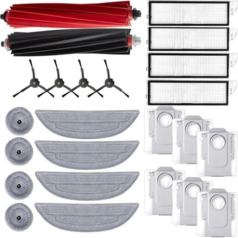 Accessoires Compatible avec roborock S8 MaxV Ultra, 1 Brosse Principale, 4 Brosses Latérales, 4 Filtres, 4 Serpillères, 6 Sacs à Poussière, 4 Lingettes Latérales pour Roborock S8 MaxV Ultra (1/5)