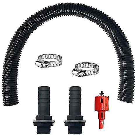 Kit de raccordement pour récupérateur d'eau de pluie comprenant 2 raccords pour tuyau d'arrosage et un tuyau de raccordement de 50 cm, diamètre 25 mm, avec écrou de blocage, pour récupérateurs d'eau d