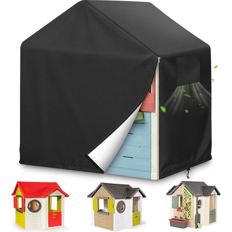 Bache Cabane Enfant, Housse Cabane pour Théâtre en Bois pour Enfants 600D Imperméable Au Vent Résistant Aux UV Bache pour Maison Enfant (L134xW131xH135cm) (1/5)