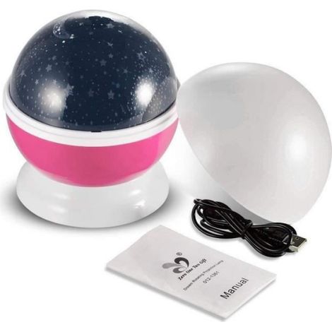Lampe Projection - Veilleuse Enfant Avec Rotation 360° - Lumière Chaude Et Projection Colorée - Alimentation USB Ou Piles AA - 1 Pièce (1/4)
